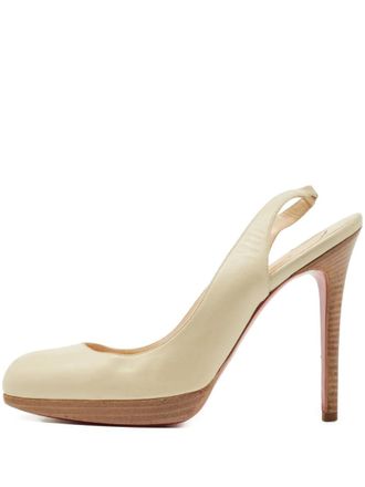 Christian Louboutin 115mm slingback pumps - women - Leather/Leather/Leather - 38.5 - Neutrals