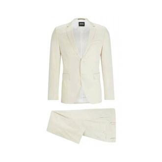 HUGO BOSS Kostuums, Heren, Beige, L, Wol, Single-Breasted Pak