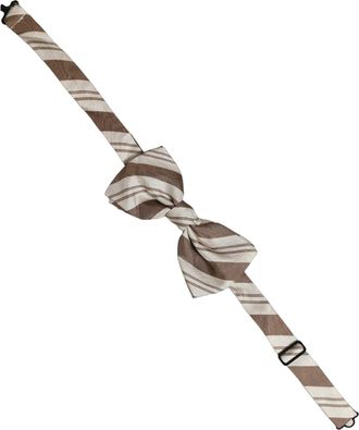 Dolce & Gabbana Striped Silk Bow Tie - Brown