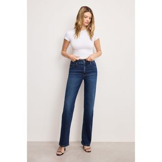 Good American Womens Soft Tech Good True Straight Jeans | Indigo, Size 22 Plus | Good American by Khlo&Egrave; Kardashian