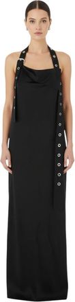 Off-white Black Halter Neck Maxi Dress