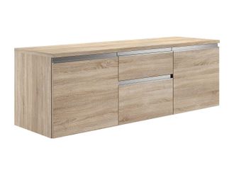 Vente-Unique Mueble suspendido de lavabo - Roble natural - 150 cm - JIMENA II