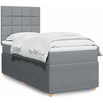 vidaXL Cama Box Spring Con Colch&oacute;n Tela Gris Claro 80x200 Cm Vidaxl