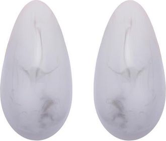 Reiss Carlotta Curve Marble Scoop Earrings in Gold Tone/Grey Marble at Nordstrom