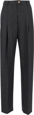 Dolce & Gabbana Pantalones de franela de lana - Trousers - Mujer - Gris - S