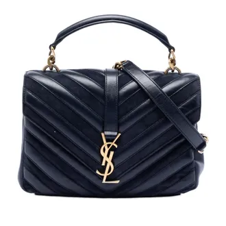 Saint Laurent Pre-owned Saint Laurent Medium Calfskin and Suede Chevron Monogram College Satchel Ladies DMNX097SN2XN8OUV