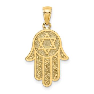Diamond2Deal 14k Yellow Gold Chamseh with Star Of David Charm Pendant