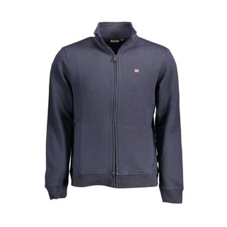 Napapijri Blauwe Heren Sweater met Borduursel - Heren - Vesten met rits - Blauw - S - Katoen - Hoodies & sweatvesten
