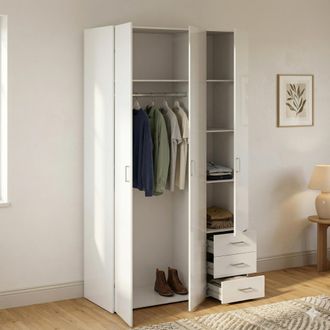 Dmora Dmora - Armario Color Blanco 115,8 X 200,4 X 49,5 Cm, Con Embalaje Reforzado