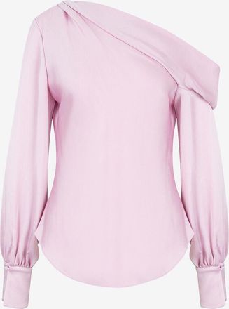 SIMKHAI Asymmetrisches lang&auml;rmeliges Top aus Acetat Alice