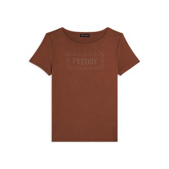 Freddy T-shirt donna con logo strass e glitter