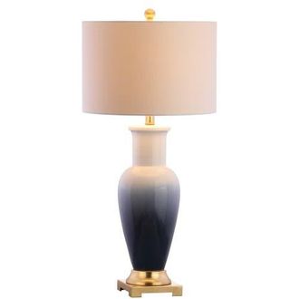 Jonathan Y Designs Dip Dye 31.5 Ceramic LED Table Lamp in White/navy at Nordstrom