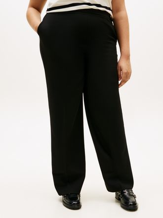 Tommy Hilfiger Anzughose TOMMY HILFIGER CURVE CRV PUNTO GB STRAIGHT PANT, Damen, Gr. 46, N-Gr, schwarz, Web, Obermaterial: 68% Polyester, 28% Viskose, 4% Elasthan, u