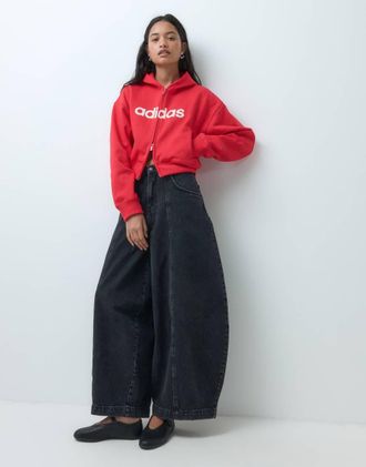 adidas Originals felpa con cappuccio con zip intera e logo r&eacute;tro rossa-Rosso