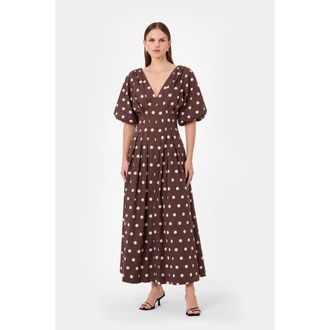 Nicholas Vicky Dress in Mocha Polka Dot at Nordstrom, Size 2