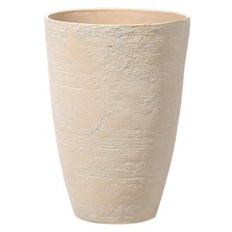 Beliani Maceta De Mezcla De Piedra Beige Arena 43 Cm Interior Exterior Camia