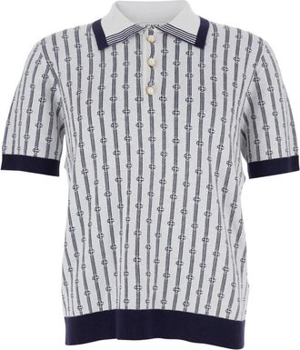 Casablanca Polo Shirts, male, Multicolor, Size: M White Polo with Classic Collar