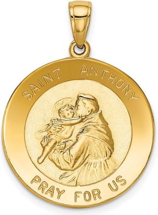 Diamond2Deal 14k Yellow Gold Polished Solid Saint Anthony Large Round Medal Pendant