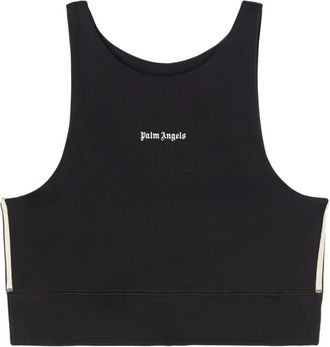 Palm Angels Logo-Print Crop Top met Zijstreepdetails - Dames - Tops zonder mouwen - Zwart - S - Tops