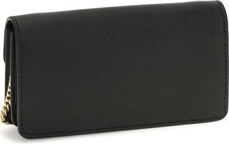 Valentino Garavani Womens Chain Wallet Vlogo Signature Grainy Calfskin Black Calf Leather & Purses
