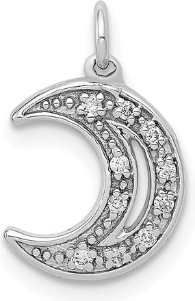 Diamond2Deal 14k White Gold Diamond Moon Charm Pendant