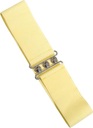 Banned Retro Vintage 1950s Elasticated Wide Nurse Belt - Pale Yellow (Medium - UK 10-16)