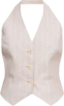 Max Mara Gilet gessato con scollo allamericana - Toni neutri