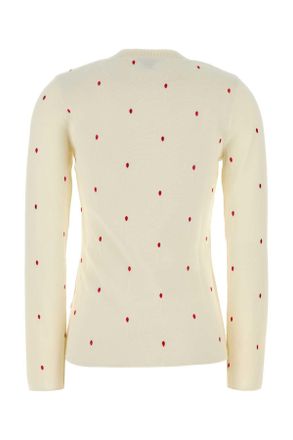 Bottega Veneta Womens Embroidered Cotton Blend Sweater Chalkvernis Exterior: Nylon Maglieria