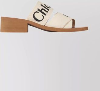 Chlo&eacute; block heeled mules logo