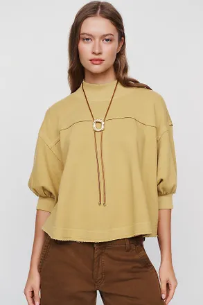 Pilcro 100% Cotton Mock Neck Swing Top
