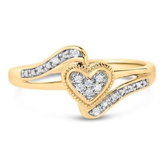 House of Brilliance 14K Yellow Gold Plated Silver Diamond Accent Filigree Heart Promise Ring in Yellow Gold Over Silver at Nordstrom, Size 12