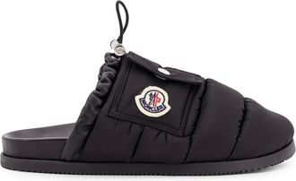 Moncler Schoenen, Dames, Zwart, 36 EU, Leer, Gevoerde leren muiltje met zak