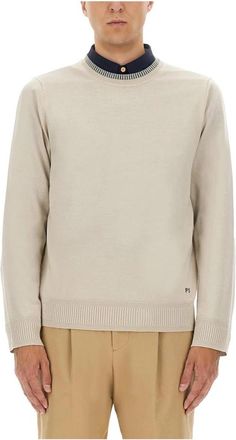 Paul Smith Trui met ronde hals en logodetail - Heren - Ronde hals truien - Wit - M - Wol - Truien & Vesten