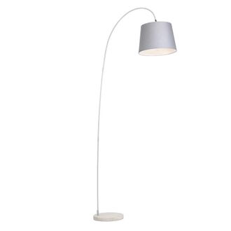 QAZQA Moderno L&aacute;mpara De Arco Moderna Con Pantalla Gris - Bend Piedra/cemento /acero Alargada Adecuado Para Led Max. 1 X 60 Watt - Qazqa
