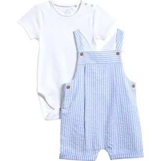 Next Seersucker Romper & Bodysuit Set in Blue at Nordstrom, Size 9-12M