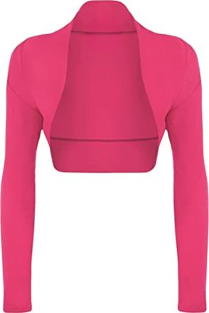 Generic Womens Open Front Bolero Plain Party Casual Cropped Top Ladies Long Sleeve Cocktail Evening Cardigan Shrug Top UK Size 6-20 (UK, Numeric, 10, Regular,