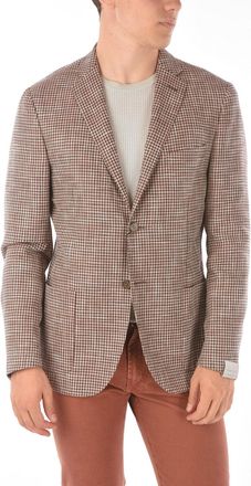 Corneliani Blazer GATE in Pied de Poule in Lino e Lana Vergine Corneliani