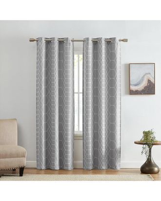 Elrene Set Of 2 Kendal Geometric Embroidered Blackout Window Curtain Panels