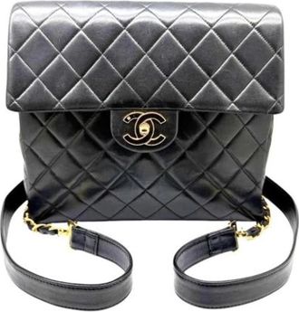 Chanel Pre-owned Vintage Rugzak - Dames - Vintage Rugzakken - Zwart - ONE Size - Leer - Vintage