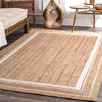 nuLOOM Braided Rikki Border Jute Area Rug
