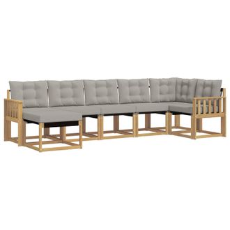 vidaXL Conjunto De Sof&aacute;s De Exterior 7 Pcs Blanco Y Gris Claro Vidaxl