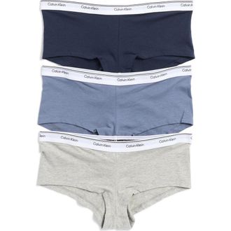Calvin Klein Balance Assorted 3-Pack Boyshorts in Blue/Black/Grey at Nordstrom Rack, Size Small