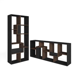 Skraut Home Librer&iacute;a efecto madera negro y roble oscuro 67x31x162cm