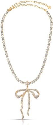 Ettika Womens Pave Bow Tennis Necklace In Gold