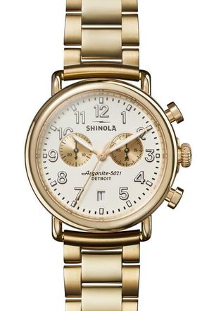 Shinola Runwell 2 Eye Chronograph Bracelet Watch, 41mm in Gold/Ivory at Nordstrom, Size 41 Mm