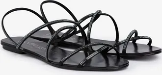 Pedro Garcia Sandal with Swarovski crystals in black satin | Esme | Essentials collection