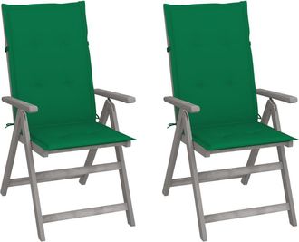 vidaXL Vidaxl - Sillas Reclinables Jard&iacute;n Y Cojines 2 Uds Madera Maciza Acacia