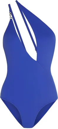 Karl Lagerfeld Signature asymmetric swimsuit - women - Recycled Polyamide - M - Blue