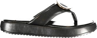 Laura Biagiotti Flip-Flops Logo - Dames - Slippers - Zwart - 37 EU - Leer - Schoenen