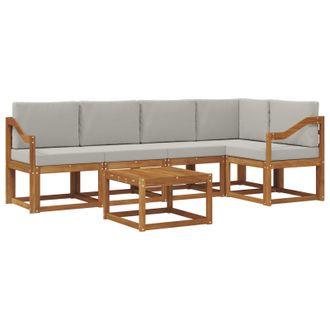 vidaXL Conjunto De Sof&aacute;s De Exterior 6 Pcs Gris Natural Y Claro Vidaxl